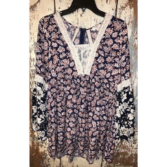Umgee Tops - Umgee Womens Top Boho Navy size Medium